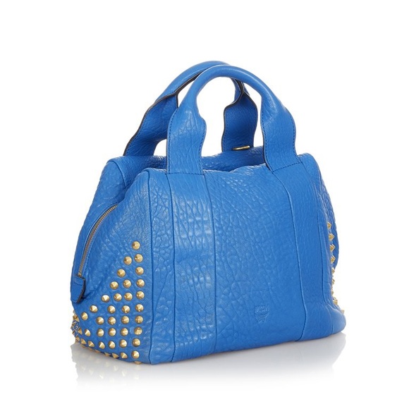🥳LAST CHANCE 🥳 MCM Blue Leather Studded Design Large Tote Bag - Picture 1 of 17